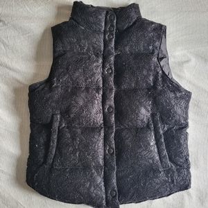 Ralph Lauren Denim & Supply Black Lace Puffer Vest Size Small